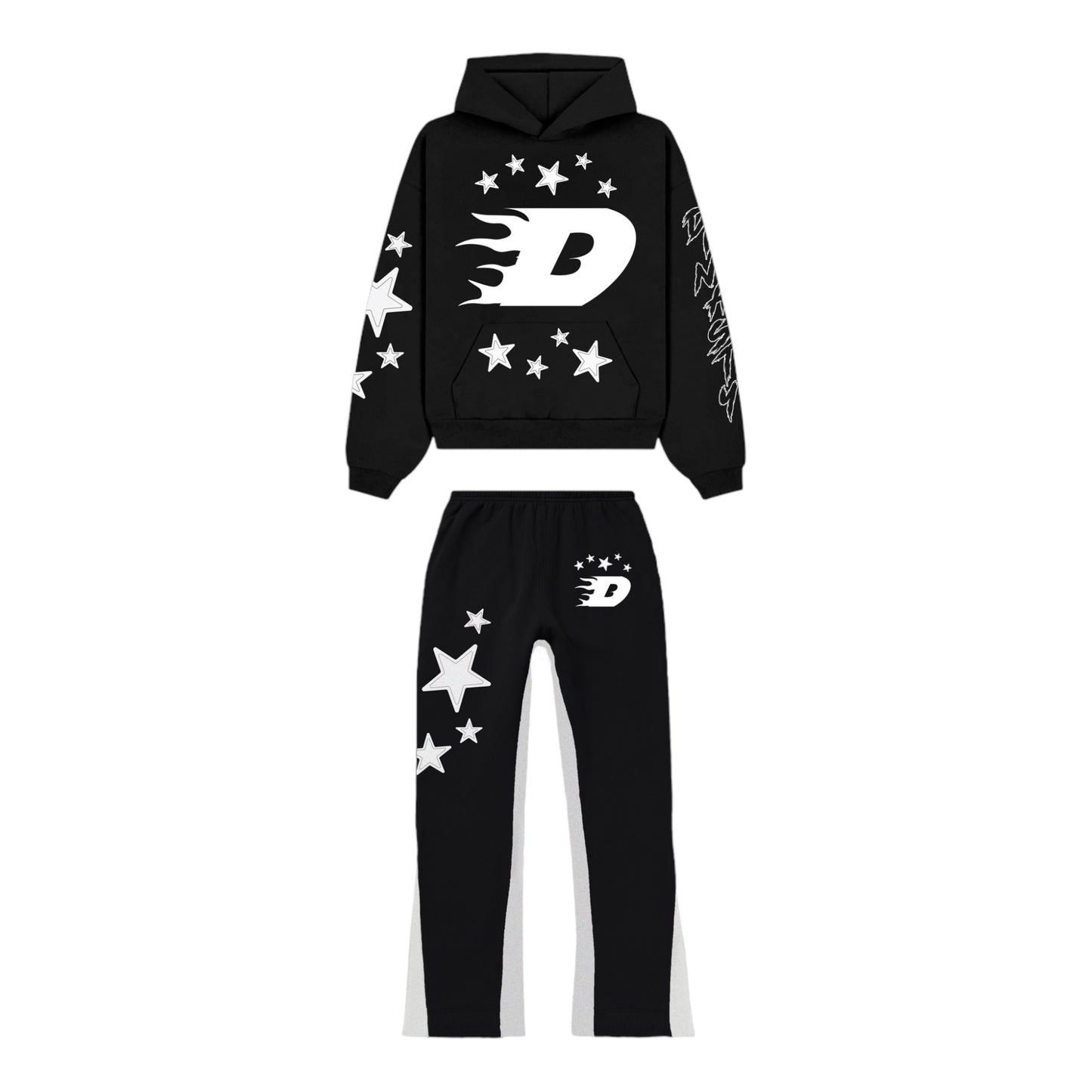 DINASTY FLARED TRACKSUIT BLACK AND WHITE