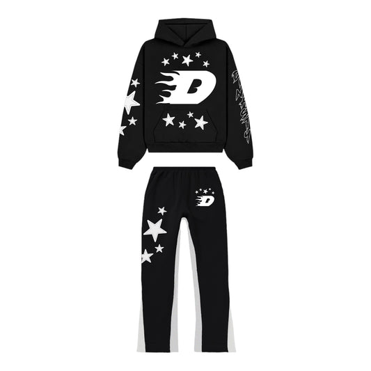 DINASTY FLARED TRACKSUIT BLACK AND WHITE